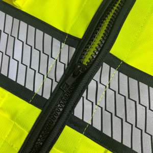 Chaleco de Seguridad Reflectante Personalizable con Múltiples Bolsillos, Alta Visibilidad ANSI Clase 2, Amarillo, 100% Poliéster Malla, Logotipo Personalizado, Cierre de Cremallera - Product Image 3