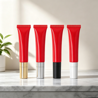Tubes de gloss à lèvres personnalisables Rouge brillant Emballage cosmétique Bouteille 15ml Vide Applicateur métallique Tube en plastique compressible pour baume à lèvres
