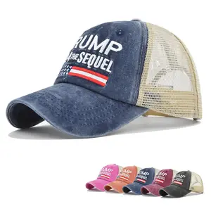 Diskon besar grosir topi Trucker 2024 USA topi bisbol Logo kustom topi bordir
