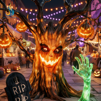 Lanterne géante d'Halloween effrayante pour festival, avec citrouilles suspendues et main lumineuse, pour décoration de jardin