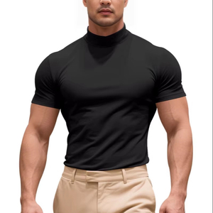 <b>Men's</b> Summer Casual Base T-Shirt Slim Fit Short Sleeve Wholesale Customizable Sports <b>Tops</b> - Product Image 1