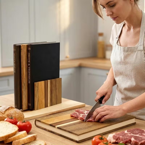 Planche à découper créative en forme de <span class=keywords><strong>livre</strong></span>, ensemble de planches à découper en bois avec support, pour légumes, pain, viande, planche à découper en bois en forme de <span class=keywords><strong>livre</strong></span> - Product Image 5