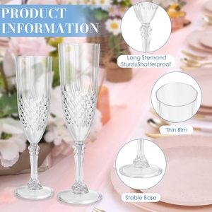 Juego de Vasos de Vino de Plástico Rosa Irrompible y Reutilizable de 6 oz para Fiestas de Boda, para Cócteles, Jugos, Whisky, Hecho en Vietnam - Product Image 2