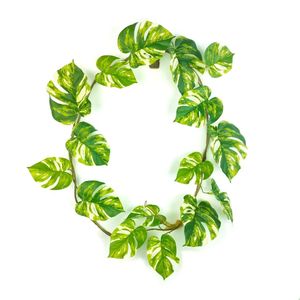 Verde appesa foglia artificiale di Monstera viti di plastica foglie di giungla verde per piante Decorative - Product Image 2