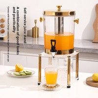 Distributeur de boissons transparent en acrylique FLEY 8L avec cadre doré, conteneur de jus en libre-service pour restaurant et buffet