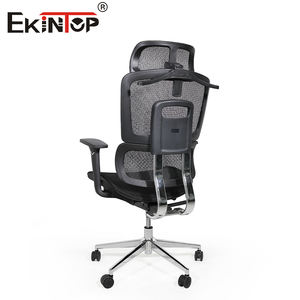 <span class=keywords><strong>Chaise</strong></span> <span class=keywords><strong>de</strong></span> <span class=keywords><strong>bureau</strong></span> exécutive <span class=keywords><strong>ergonomique</strong></span> moderne Ekintop avec dossier en maille, hauteur réglable, base pivotante, accoudoirs fixes, cadre en acier chromé - Product Image 4