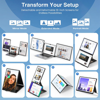 Écran externe portable 16'' FHD IPS 1200P à triple affichage, design divisé, liaison stable pour ordinateur portable (compatible Win/Mac/Chrome/Android)
