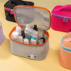 Summer Cosmetics Bag Cases Custom Portable Travel Storage Bag Portable Double Layer Ladies Men Makeup Bag Travel Beach Wash Box