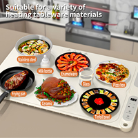Plateau chauffant portable pour aliments, 6 compartiments, tapis chauffant électrique en silicone, 7 réglages de température, verrouillage enfant, usage domestique