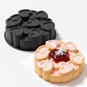 MUYULINS factory can customize Valentine's Day multi-heart-shaped molds, LFGB non-stick BPA-free <b>silicone</b> mousse cake molds - Product Image 1