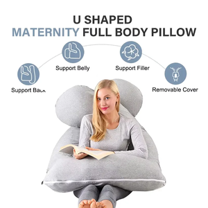 Oreillers de grossesse en forme de U en tissu jersey OEM, soutien intégral du corps, oreiller de maternité confortable et réglable pour femmes enceintes - Product Image 3