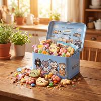Boîte en fer blanc rectangulaire personnalisée de qualité alimentaire avec poignée et fermoir, réutilisable pour l'emballage de café, bonbons et biscuits – Vente en gros directe usine Chine