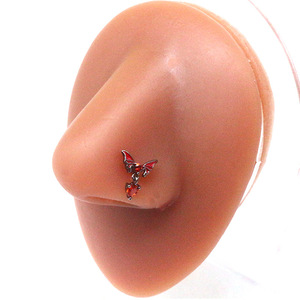 Nouveau acier inoxydable rouge papillon nombril <span class=keywords><strong>nez</strong></span> Piercing industriel haltère Cartilage hélice boucle d'oreille coeur CZ balancent mamelon Piercing - Product Image 5