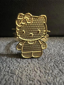 Bague tendance Hello Kitty en <span class=keywords><strong>acier</strong></span> inoxydable plaqué or 18 carats avec serti clos, motif dessin animé, pour femme, cadeau de mariage et de fête - Product Image 4