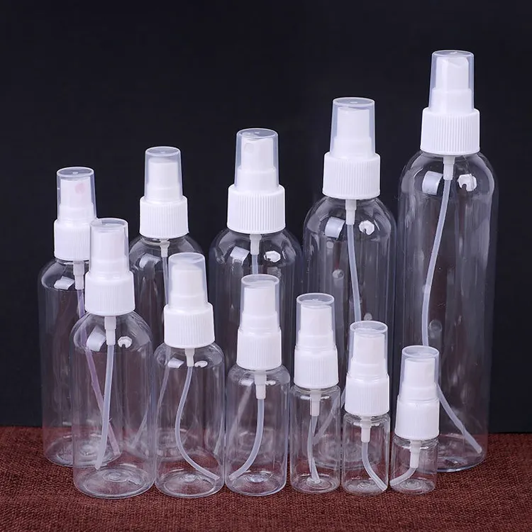 transparente vacía alcohol PET botellas de spray de plástico
