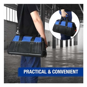 Oxford Tool Bag With Multiple Pockets Durable Portable Storage Blue And Black Simple Style For Work Use - Product Image 6