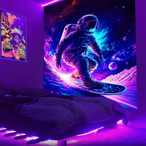 Tapisserie murale bohème réactive aux <span class=keywords><strong>UV</strong></span> Blacklight, motif DJ Alien, fluorescente et luminescente la nuit, pour la maison - Product Image 6