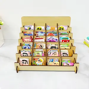 Rotating Greeting Card Display Stand, 3 Tier Wooden Organizer, 4-sided Display  Rack 360 Degree Spinning Multi-pocket Display for Coasters, 
