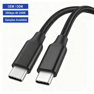 Loại C để C Cáp USB 3.2 Gen2 20gbps 4k 100 W 240W 5A PD sạc nhanh 10cm 1m 2m 3M <span class=keywords><strong>5</strong></span> mét bện 100 Watt USB-C Cáp dữ liệu - Product Image 1