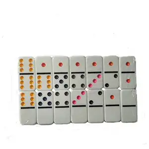 定制彩色点塑料多米诺骨牌双6棋盘游戏玩具儿童多米诺骨牌套装