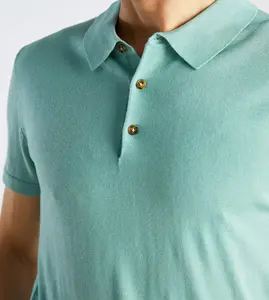 Zomer Mode Gebreide Sport Casual Polo T-shirts 100% Merino Wol Golf Mannen Polo Shirts Custom Logo