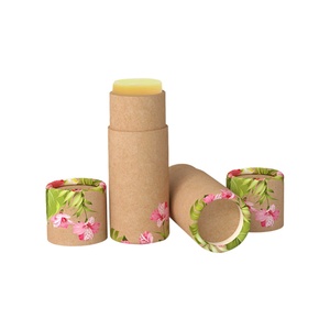Custom Craft Paper Cylinder Lip Balm Packaging <b>Box</b> with Recyclable Kraft Push-Up Design Logo & Size Customization - Product Image 4