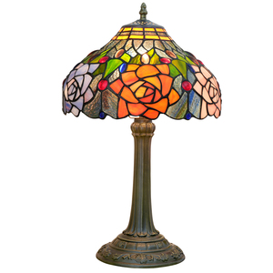 Lámpara de mesa de vidriera de 12 pulgadas, lámpara de mesa con diseño de hojas verdes rosas, rojas, naranjas, rosas, para sala de estar decorada, dormitorio Romm, cabecera - Product Image 2