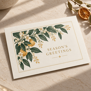 Biglietto di <span class=keywords><strong>Auguri</strong></span> Floreale Agrumato per Capodanno, Biglietto di <span class=keywords><strong>Auguri</strong></span> Botanico Personalizzato Stampato, Eleganti Biglietti di <span class=keywords><strong>Auguri</strong></span> per Capodanno per <span class=keywords><strong>Auguri</strong></span> Aziendali <span class=keywords><strong>e</strong></span> Festivi - Product Image 2