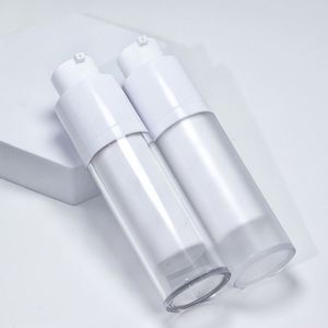 Cosmetic Luxury pp Airless Pump Bottle 15ml 30ml 50ml White Double Wall Airless Serum Bottle With Frosted Refillable Bottle - Product Image 4