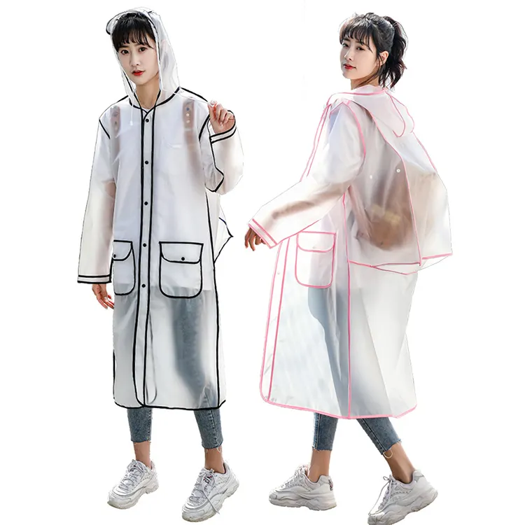 Rain gear Fashion Women Transparent Eva Plastic Man Raincoat Travel Waterproof Rainwear Adult Can Hold Backpack Rain Coat