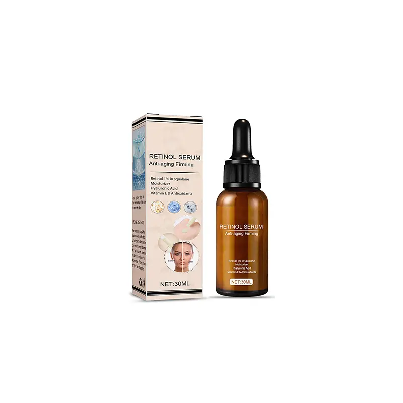 Serum Wajah Retinol 30ml, Anti Penuaan dan pemutih Vitamin C dan ekstrak Apple mengencangkan dan pelembab untuk memudarkan keriput halus