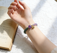 Bracelet en perles de jade et améthyste naturelles de qualité A, motif floral, pour femme, anniversaire, diffusion en direct, culture du temple, créatif, vente en gros