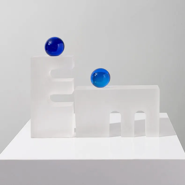 Ornamenti di cristallo con sfera smerigliata blu regali per feste di natale artigianato per la casa dal Design unico