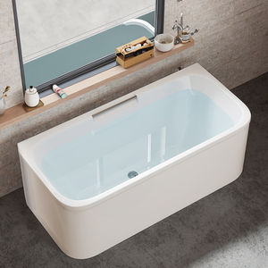 Baignoire de salle de bain blanche <span class=keywords><strong>rectangulaire</strong></span> autoportante en acrylique simple et moderne de luxe pour adultes - Product Image 1
