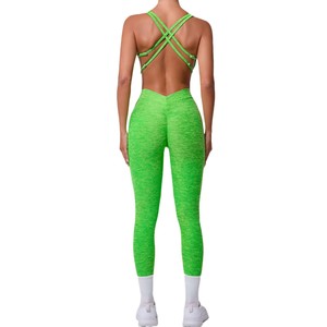 Bonne qualité femmes croix sangle body Fitness combinaison femmes réglable sport Yoga costume dos nu ensemble barboteuse - Product Image 5