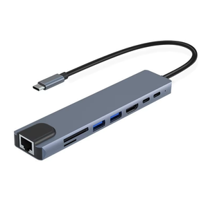 Hub USB-C Multiport 8 in 1 Konverter 4K Ethernet Pembaca Kartu Pengisian Cepat PD Port USB Tipe C untuk Laptop - Product Image 6