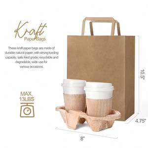 Sac en papier kraft blanc de qualité supérieure KM avec poignée plate, écologique, pour emballage cadeau, emballage de vente au détail, faveurs de fête - Product Image 6