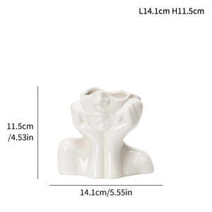Ornamento di arte del corpo bianco <span class=keywords><strong>con</strong></span> il viso d'abbraccio <span class=keywords><strong>vaso</strong></span> in ceramica creativo per la decorazione della casa - Product Image 6