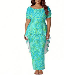 Abito Elegante da Sera con Logo Personalizzato, Design a Coda di <span class=keywords><strong>Rondine</strong></span>, Taglie Forti, Set Due Pezzi Tonga Puletasi - Product Image 2