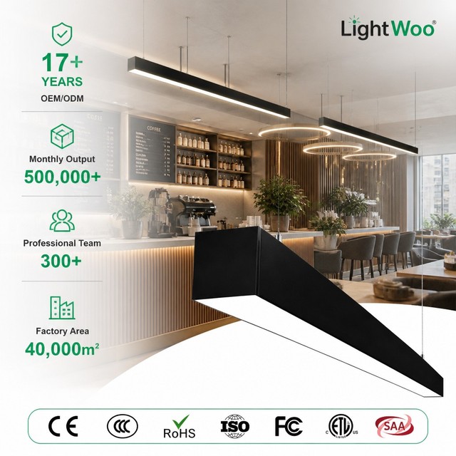 High Lumen Quality Hot Sale 40W 100W 4FT 3CCT Linkable Dimmable Chandelier Led Pendant Linear Light Office Shop School Gym Hotel