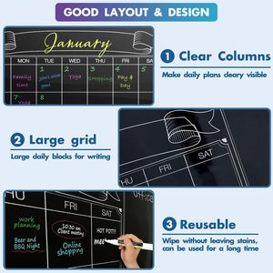 Calendrier mural amusant en <span class=keywords><strong>tableau</strong></span> noir laminé effaçable à sec, 38 pouces/50 pouces, <span class=keywords><strong>tableau</strong></span> d'affichage géant effaçable mensuel/hebdomadaire, décoration - Product Image 3