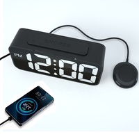 Nieuwe Mal Usb Oplaadbare Vibrerende Digitale Wekker Met Telefoon Opladen En Bed Shaker Voor Zware Slaper