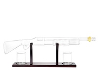 Decantador de whisky de vidrio con Diseño Artesanal AK47, Base de madera única, forma de pistola, botella a juego, cristalería, whisky para beber