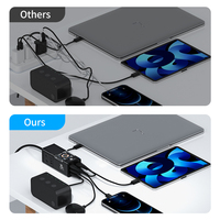 KAngtravel Dual USB Ports, Soket Universal dengan Stasiun Pengisian Daya Desktop 75W Fast Charging. Colokan Standar EU