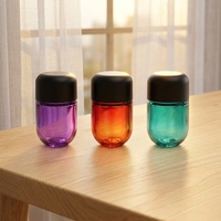 Pot en verre en forme d'arche de 3 oz, conteneur cosmétique en verre coloré sur mesure, couvercle CR noir pour fleurs séchées, huiles, épices