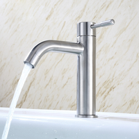 Robinet de lavabo monocommande en acier inoxydable brossé, eau chaude et froide, cartouche céramique, mitigeur de salle de bain