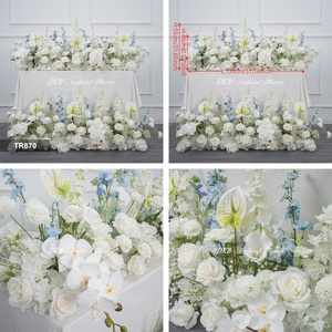 DKB Camino de Mesa de Rosas Artificiales de Seda Personalizado, Decoración Floral Blanca para Bodas - Product Image 2