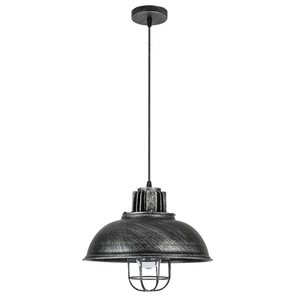 Lampada a sospensione rustica con attacco E27, colore argento, dimensioni regolari 33 x 33 cm, ideale per illuminare spazi con stile e calore. - Product Image 1