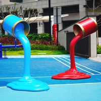 Sculpture décorative personnalisée en plastique renforcé de fibre de verre, motif abstrait, en forme de seau de peinture, pour extérieur, jardin et centre commercial