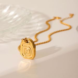 สร้อยคอจี้สี่เหลี่ยมทรงเกลียวทรงเรขาคณิตทำจากสแตนเลส18K เครื่องประดับแฟชั่นชุบทองของขวัญสำหรับผู้หญิง - Product Image 2